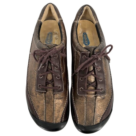 Wolky Brown Leather Metallic Walking Shoes Lace Up Size 37 EU 6 US - Picture 2 of 10